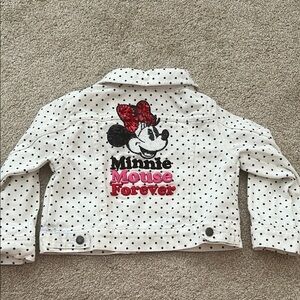 Disney Minnie Mouse White Polka Dot Jean Jacket